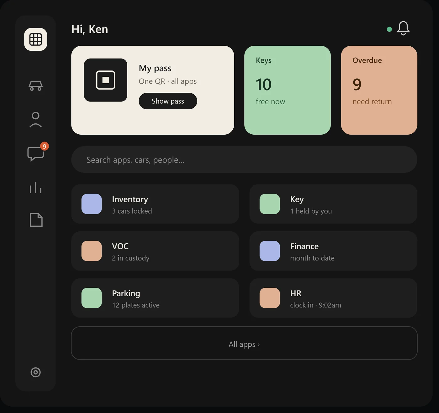 App home screen